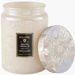 Voluspa Santal Vanille Embossed Pearl Cream Jar Candle 18oz